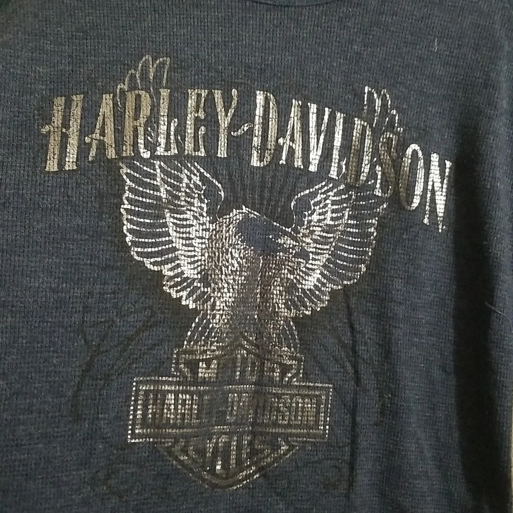 Harley Davidson L/S Blue and Metallic Top Sz Small - Picture 5 of 7